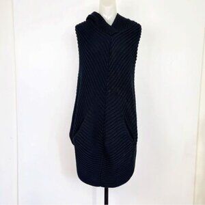Alexander Wang black hooded cape poncho knitted 100% Cotton size Medium